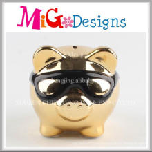 Adorable Pig with Wearing Sunglasses Ceramic Piggy Bank